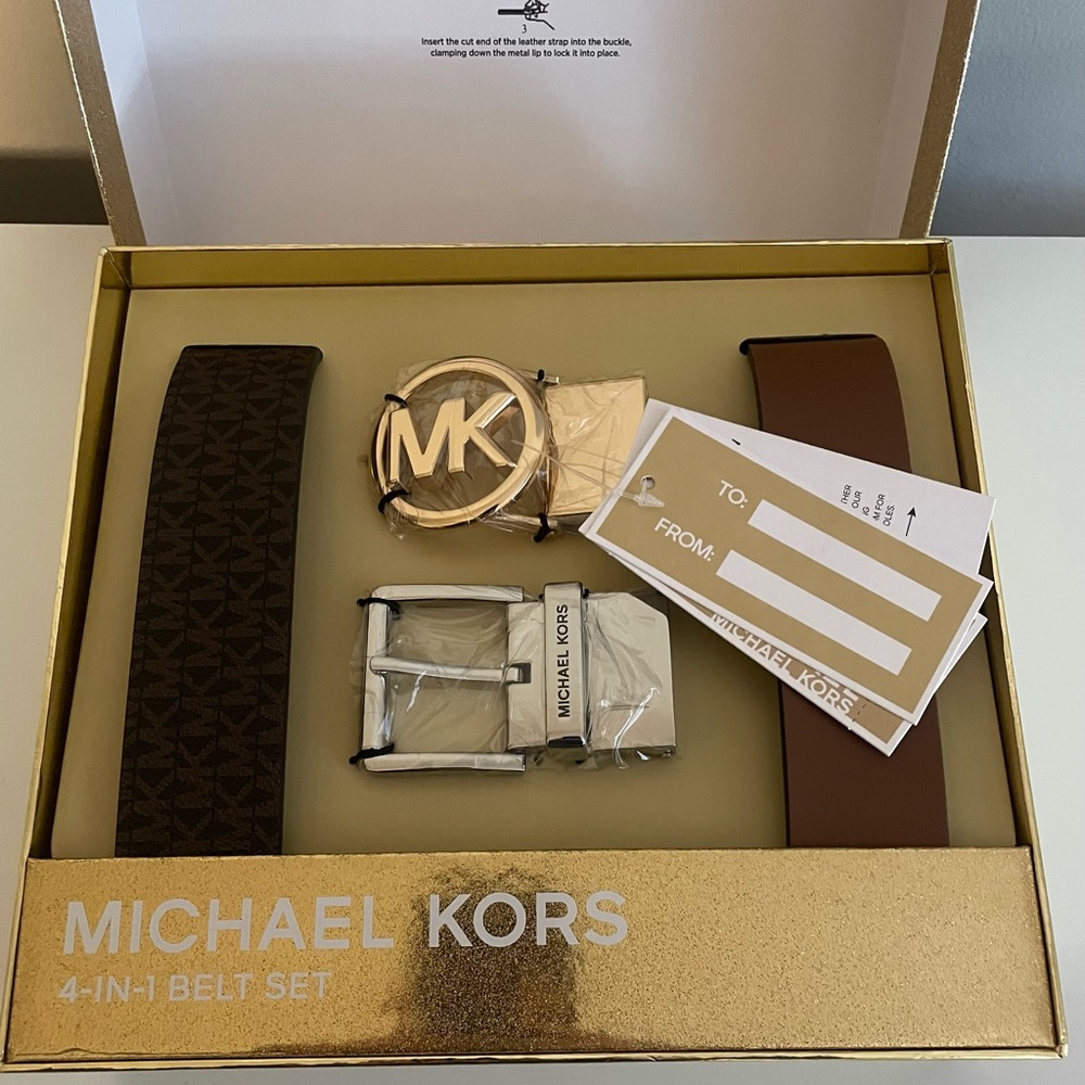 Michael Kors Women's 4-in-1 Belt Set - Brown and Gold